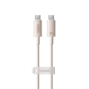 Cablu Type-C to USB-C, Super Fast Charge, 100W, 480Mbps, 1m, Baseus Habitat Series (P10360202421-00), Wheat Pink