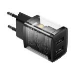 Incarcator de retea Baseus Compact CCXJ010201, 2 USB, functie de incarcare rapida, 10,5 W, Negru