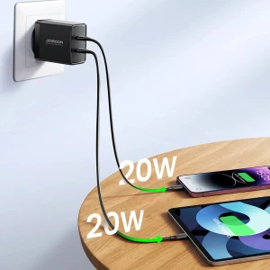 Incarcator Priza 2x Type-C, Fast Charging, 40W - JoyRoom (JR-TCF09) - Black