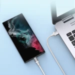 Cablu de date, Joyroom, Nylon, USB - USB C, 3A, 480 Mbps, 3 m, Alb