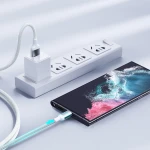 Cablu de date, Joyroom, Nylon, USB - USB C, 3A, 480 Mbps, 3 m, Alb