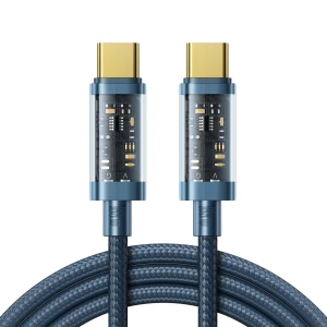 Cablu pentru incarcare si transfer de date Joyroom S-CC100A12, 2x USB Type-C, PD 100W, 1.2m, Albastru