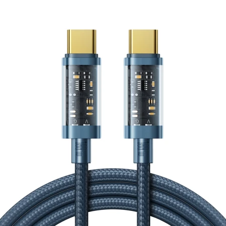 Cablu pentru incarcare si transfer de date Joyroom S-CC100A12, 2x USB Type-C, PD 100W, 1.2m, Albastru