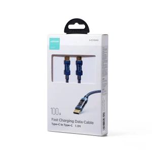 Cablu pentru incarcare si transfer de date Joyroom S-CC100A12, 2x USB Type-C, PD 100W, 1.2m, Albastru