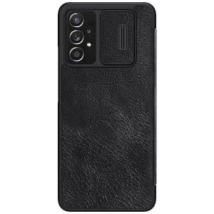 Husa Carte Nillkin Qin Pro, pentru Samsung Galaxy A73 5G, Protectie camera, Piele Eco, Negru