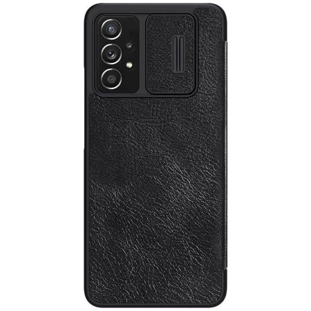 Husa Carte Nillkin Qin Pro, pentru Samsung Galaxy A73 5G, Protectie camera, Piele Eco, Negru