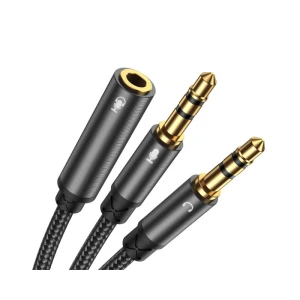 Cablu Audio Splitter Joyroom Aux Mini Mufa 3,5 Mm (female) - 2x Mini Mufa 3,5 Mm (male - Microfon Si Casti) 0,2m Negru (sy-a05)