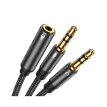 Cablu Audio Splitter Joyroom Aux Mini Mufa 3,5 Mm (female) - 2x Mini Mufa 3,5 Mm (male - Microfon Si Casti) 0,2m Negru (sy-a05)