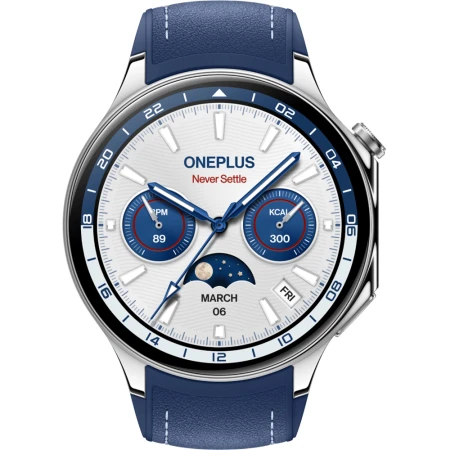 Ceas smartwatch OnePlus Watch 2, 46mm, GPS, NFC, Bluetooth, Wi-Fi, Nordic Blue Edition