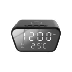 Incarcator wireless, Rebeltec, Ceas/Alarma, 10 W, USB-C, Metal, 110x80x65 mm, Negru