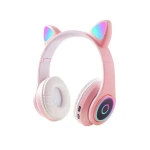 Casti audio over-ear B39, Microfon, Bluetooth, AUX, microSD, Bass, Model Urechi Pisica cu Lumini LED