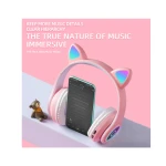 Casti audio over-ear B39, Microfon, Bluetooth, AUX, microSD, Bass, Model Urechi Pisica cu Lumini LED