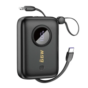 Powerbank Dudao K14, 10000mAh, USB-A, USB-C, Lightning, Negru