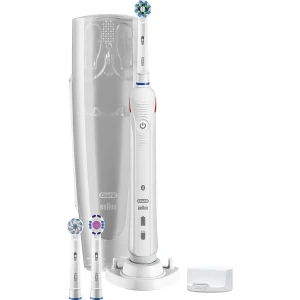 Periuta de dinti electrica Oral-B Smart 5 5100S, Tehnologie de curatare 3D rotatie si vibratie, Bluetooth, Senzor de presiune smart, Timer, 2 moduri, 3 capete incluse, Husa transport, Suport telefon, Aplicatie mobila, Alb