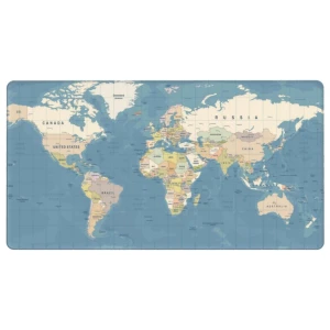 Mousepad gaming pentru birou, mare, design harta a lumii, multicolor, 40x90cm