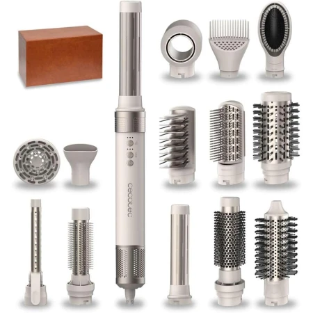 Ondulator Multistyler Cecotec Bamba CeramicCare 14 in 1 AirGlam, placa de indreptat si ondulator cu tehnologia Coanda, Uscator 110000 rpm, 1400 W