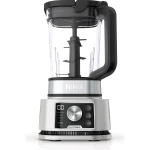 Blender Ninja Foodi Power Nutri 3-in-1 cu motor cu cuplu inteligent si 6 programe Auto-IQ, CB350EU 1200 W, bol de 2.1 L, cana de 700 ml si bol de 400 ml, negru/argintiu