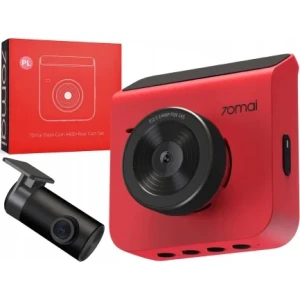 PACHET Camera auto DVR Duala 70mai A400 Red QHD 1440p, IPS 2.0", 145 FOV, Night Vision,Wi-Fi, Camera spate Xiaomi 70mai MiDrive RC09, full HD la 30 fps, unghi vizualizare 130°