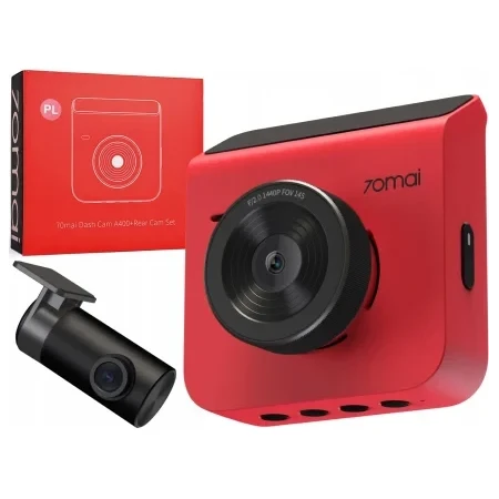 PACHET Camera auto DVR Duala 70mai A400 Red QHD 1440p, IPS 2.0", 145 FOV, Night Vision,Wi-Fi, Camera spate Xiaomi 70mai MiDrive RC09, full HD la 30 fps, unghi vizualizare 130°
