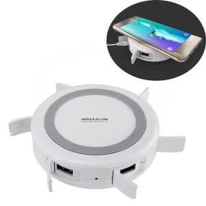 Incarcator fara fir NiLLkin Hermit, Incarcator Qi fara fir, Multifunctional, Hub USB cu 4 porturi - mufa UE