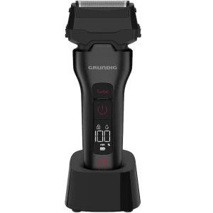 Aparat de ras Grundig MS 9330 pentru barbati, afisaj LCD, senzor BeardCare, functie Turbo, trimmer reglabil, incarcare rapida, tehnologie lame din otel, statie de incarcare, negru