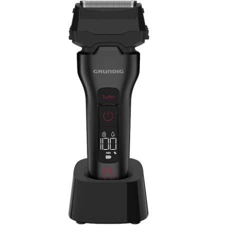 Aparat de ras Grundig MS 9330 pentru barbati, afisaj LCD, senzor BeardCare, functie Turbo, trimmer reglabil, incarcare rapida, tehnologie lame din otel, statie de incarcare, negru