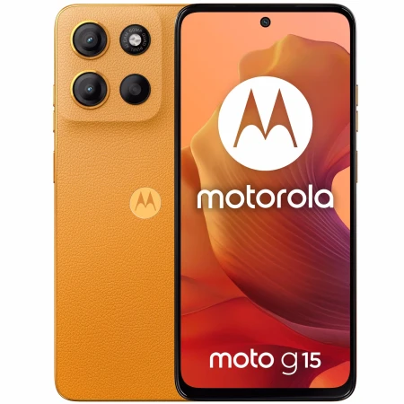 Telefon mobil Motorola moto g15, Dual SIM, 128GB, 4GB RAM, 5200 mAh, Sunrise Orange