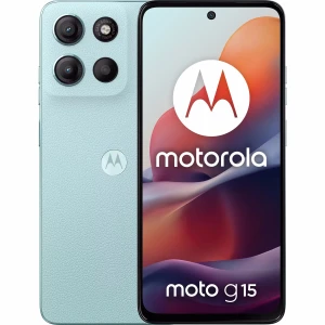 Telefon mobil Motorola moto g15, Dual SIM, 128GB, 4GB RAM, 5200 mAh, Glacier Blue