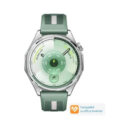 Smartwatch Huawei Watch GT 6, 46MM, Steel Stainless Steel Case, Green Woven Strap