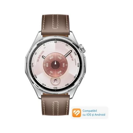 Smartwatch Huawei Watch GT 6, 46MM, Steel Stainless Steel Case, Grey Composite Leather Strap