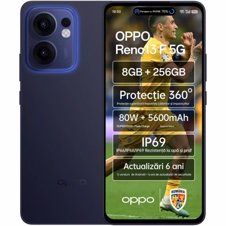 Telefon mobil OPPO Reno13 F, Dual SIM, 8GB RAM, 256GB, 5G, Luminous Blue