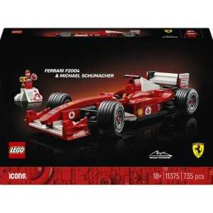 Set de constructie pentru adulti LEGO® Icons Ferrari F2004 si Michael Schumacher 11375, Masina de Jucarie, Cadou pentru Barbati Pasionati de Formula 1 si Jocuri cu Masini