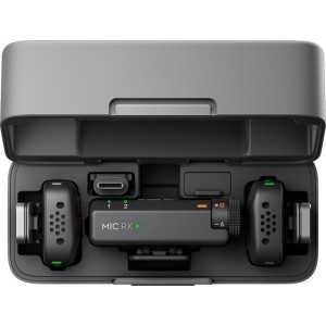 Kit DJI MIC Mini, 2x microfon, 1x receptor, 1x statie incarcare, Wireless, Omnidirectional, Raza Actiune 400m, Noise Canceling