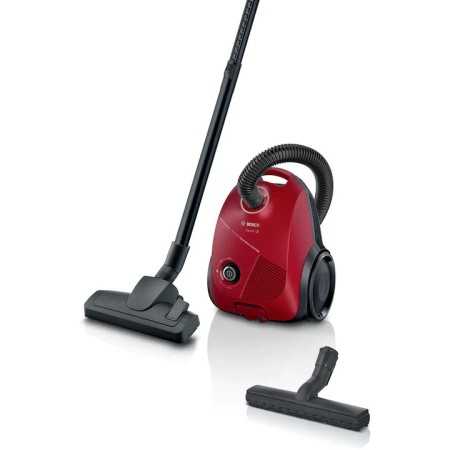 Aspirator cu sac Bosch Serie 2 BGBS2RD1H, filtru igienic, capacitate sac 3.5L, 10 ani garantie motor, consum anual de energie: 26.7 kWh/an, rosu