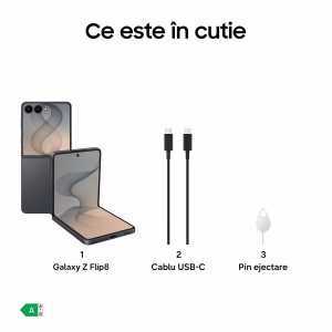Telefon mobil Samsung Galaxy Z Flip8, 12GB RAM, 512GB, 5G, Cream