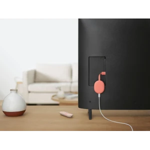 Google Chromecast Google TV, 4K, HDMI, Bluetooth, Wi-Fi, Telecomanda comenzi vocale, Roz
