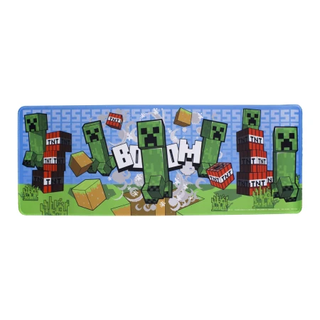 Mousepad profesional pentru gaming si birou Minecraft Creeper, model XL antiderapant, impermeabil, 80x30 cm