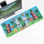 Mousepad profesional pentru gaming si birou Minecraft Creeper, model XL antiderapant, impermeabil, 80x30 cm