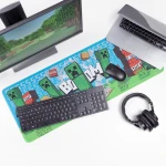 Mousepad profesional pentru gaming si birou Minecraft Creeper, model XL antiderapant, impermeabil, 80x30 cm