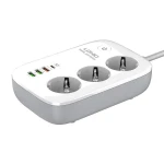 Prelungitor cu 3 prize, 4xUSB, Cablu alimentare 2 metri, smart Wi-Fi, LDNIO SEW3452
