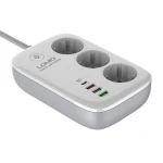 Prelungitor cu 3 prize, 4xUSB, Cablu alimentare 2 metri, smart Wi-Fi, LDNIO SEW3452