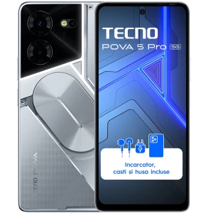 Telefon mobil Tecno Pova 5 Pro, 5G, Dual SIM, 8GB RAM, 256GB, Silver Fantasy