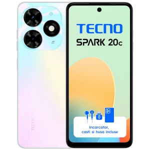 Telefon mobil Tecno Spark 20C, Dual SIM, 4GB RAM, 128GB, Mystery White