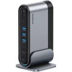 Hub, Baseus, 17 porturi, USB-C/USB 3.0/PD/PC/RJ45/SD/TF, Gri